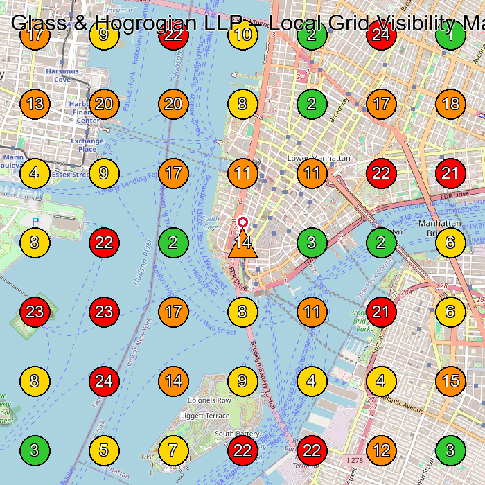 Glass & Hogrogian LLP Legal Services GeoGrid ranking map for New York NY